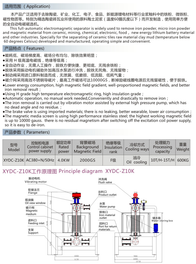 XYDC-Z10K 全自动浆料电磁磁选机(图1)